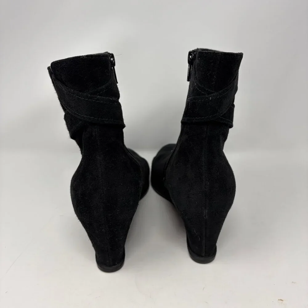 Stuart Weitzman women's suede Fitness wedges 8.5 M black ankle booties - Picture 5 of 11